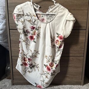 SHEIN Cream Floral Print Blouse
